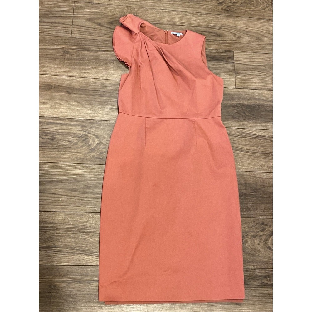 Antonio Melani Pink Sheath Dress Sleeveless Ruffle Shoulder Women's Size 12